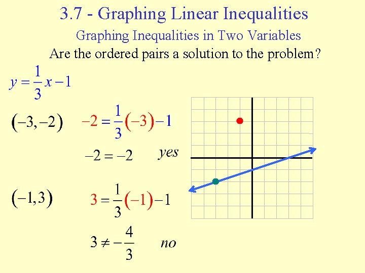 3. 7 - Graphing Linear Inequalities Graphing Inequalities in Two Variables Are the ordered