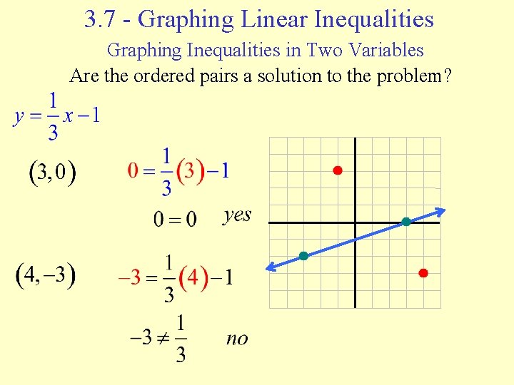 3. 7 - Graphing Linear Inequalities Graphing Inequalities in Two Variables Are the ordered