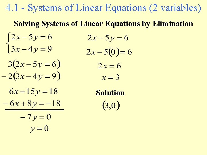 4. 1 - Systems of Linear Equations (2 variables) Solving Systems of Linear Equations