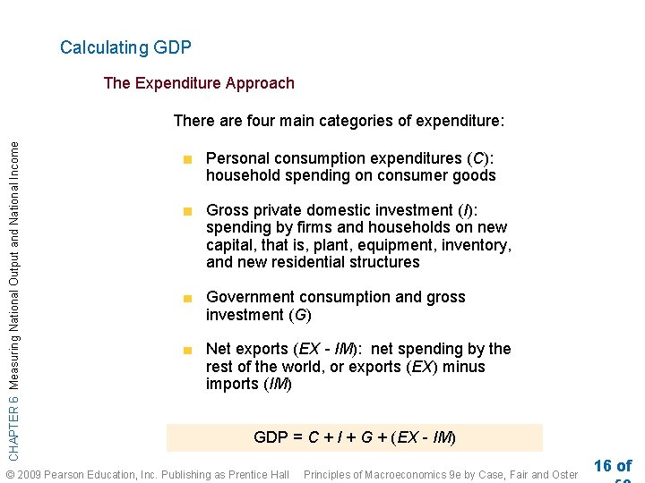 Calculating GDP The Expenditure Approach CHAPTER 6 Measuring National Output and National Income There