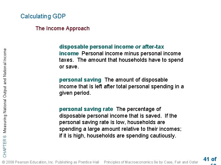 Calculating GDP CHAPTER 6 Measuring National Output and National Income The Income Approach disposable