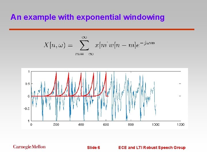 An example with exponential windowing Slide 6 ECE and LTI Robust Speech Group 