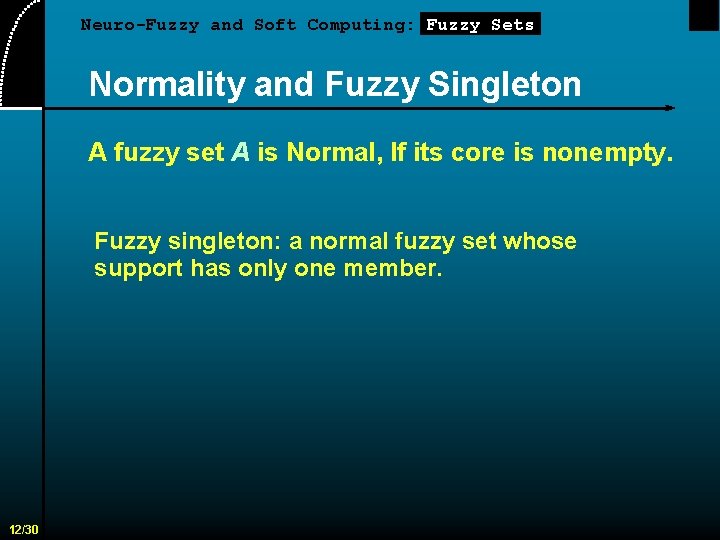 Neuro-Fuzzy and Soft Computing: Fuzzy Sets Normality and Fuzzy Singleton A fuzzy set A