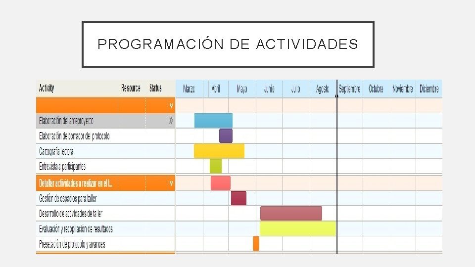 PROGRAMACIÓN DE ACTIVIDADES 