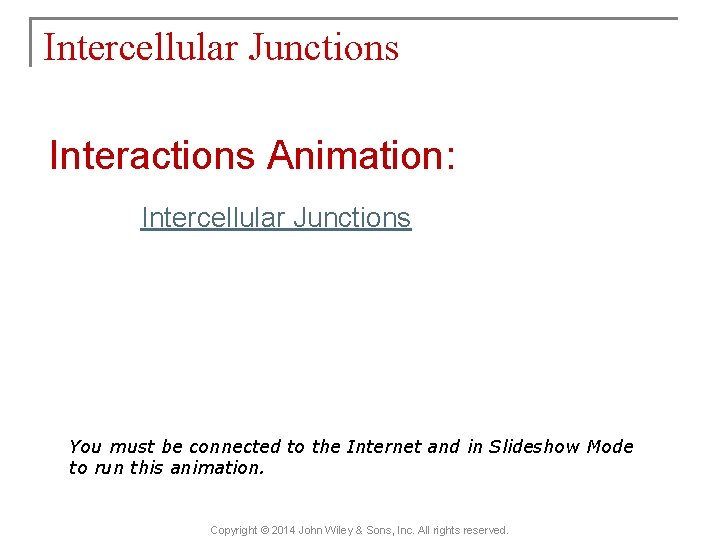 Intercellular Junctions Interactions Animation: Intercellular Junctions You must be connected to the Internet and