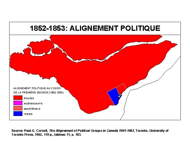 1852 -1853: ALIGNEMENT POLITIQUE AU COURS DE LA PREMIÈRE SESSION (1852 -1853) ROUGES INDÉPENDANTS