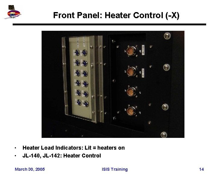 Front Panel: Heater Control (-X) • • Heater Load Indicators: Lit = heaters on