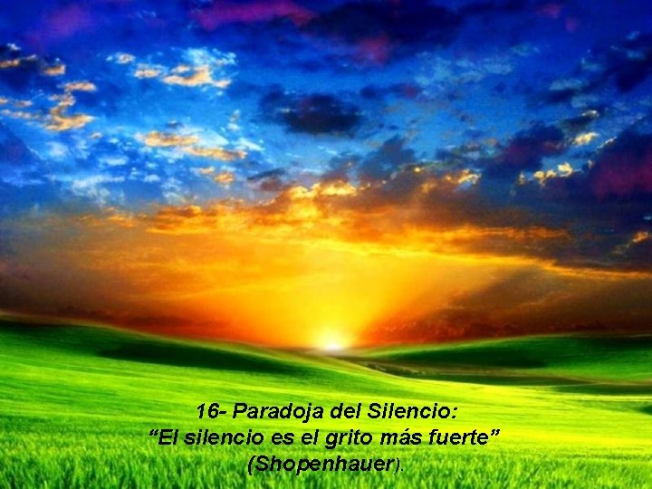 16 - Paradoja del Silencio: “El silencio es el grito más fuerte” (Shopenhauer). 