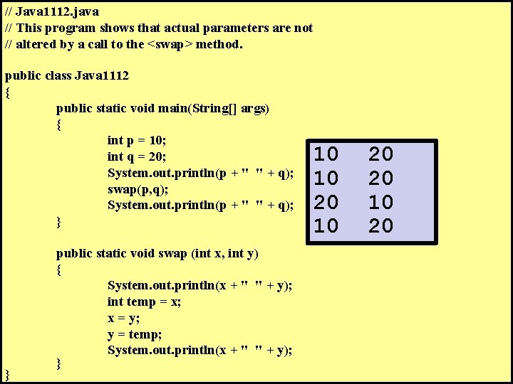 // Java 1112. java // This program shows that actual parameters are not //