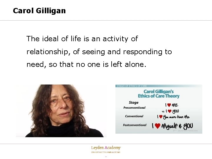 Carol Gilligan The ideal of life is an activity of relationship, of seeing and