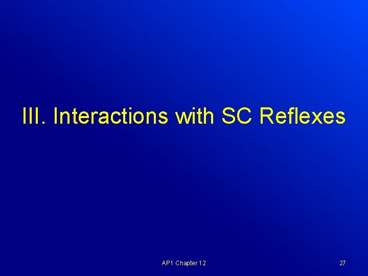 III. Interactions with SC Reflexes AP 1 Chapter 12 27 