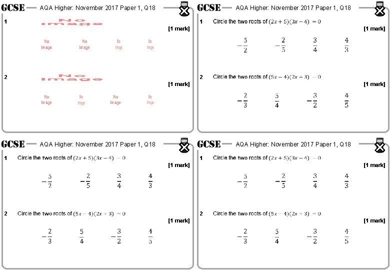 AQA Higher: November 2017 Paper 1, Q 18 1 1 [1 mark] 2 [1