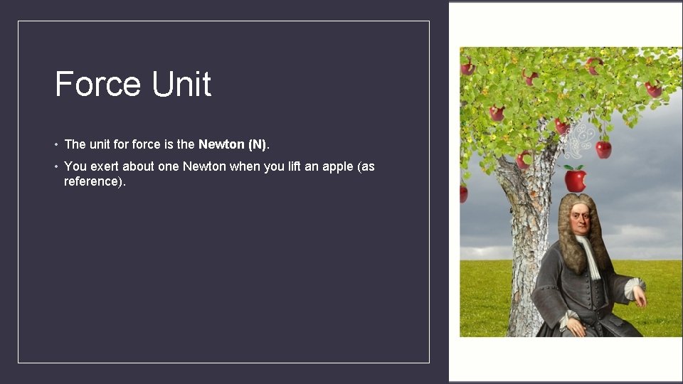 Force Unit • The unit force is the Newton (N). • You exert about