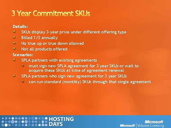 3 Year Commitment SKUs Details: SKUs display 3 -year price under different offering type