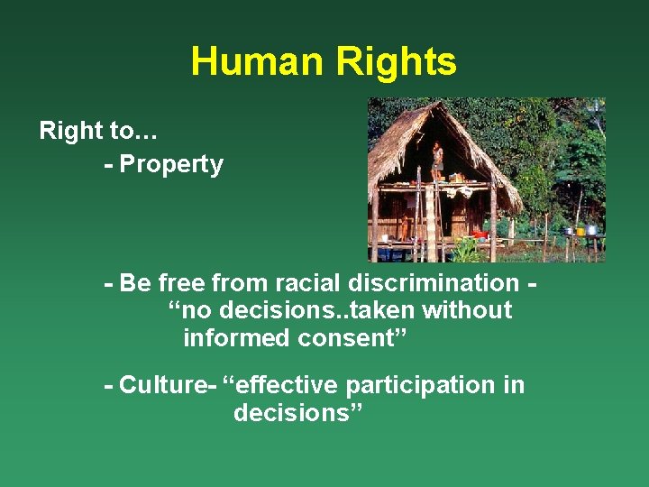 Human Rights Right to… - Property - Be free from racial discrimination “no decisions.