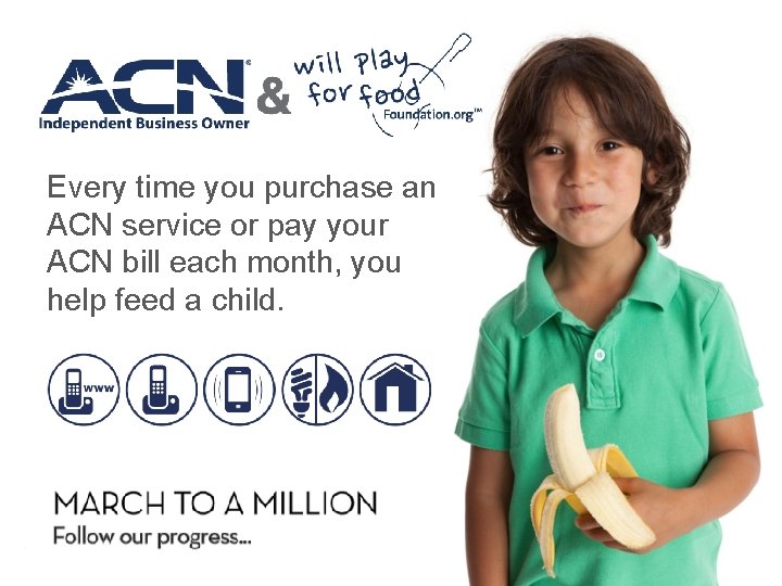Every time you purchase an ACN service or pay your ACN bill each month,