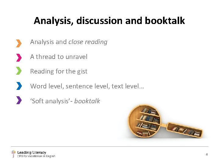 Analysis, discussion and booktalk Analysis and close reading A thread to unravel Reading for