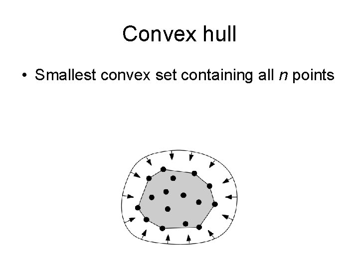 Convex hull • Smallest convex set containing all n points 
