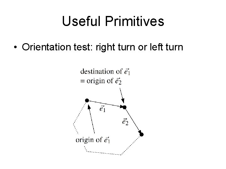 Useful Primitives • Orientation test: right turn or left turn 