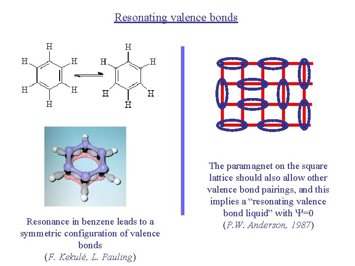 Resonating valence bonds Resonance in benzene leads to a symmetric configuration of valence bonds