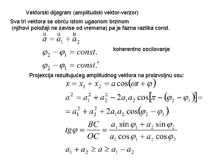 Vektorski dijagram (amplitudski vektor-verzor) Sva tri vektora se obrću istom ugaonom brzinom (njihovi položaji