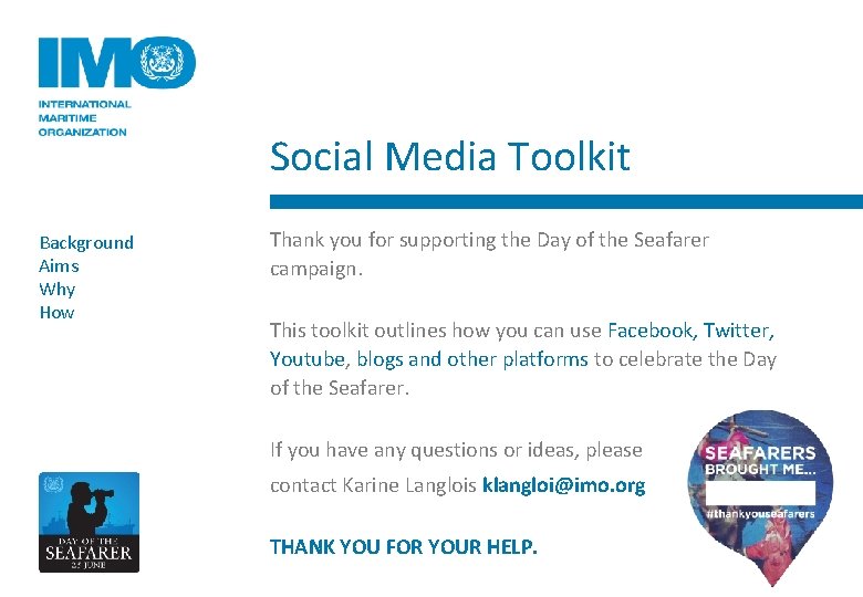 Social Media Toolkit Intro Background Aims Why How Thank you for supporting the Day