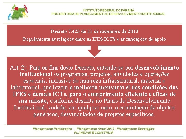 Decreto 7. 423 de 31 de dezembro de 2010 Regulamenta as relações entre as