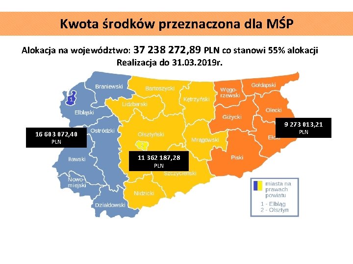 Kwota środków przeznaczona dla MŚP Alokacja na województwo: 37 238 272, 89 PLN co