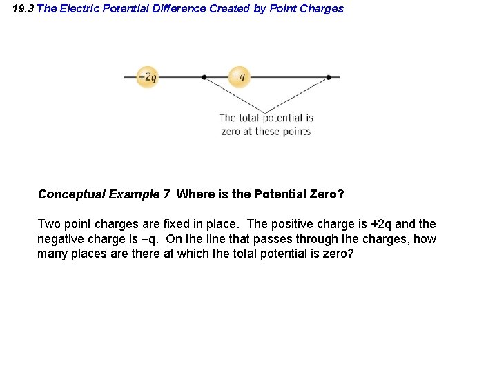 19. 3 The Electric Potential Difference Created by Point Charges Conceptual Example 7 Where 19. 3 The Electric Potential Difference Created by Point Charges Conceptual Example 7 Where