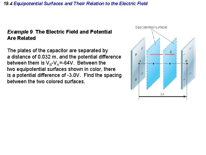 19. 4 Equipotential Surfaces and Their Relation to the Electric Field Example 9 The 19. 4 Equipotential Surfaces and Their Relation to the Electric Field Example 9 The