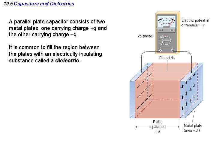 19. 5 Capacitors and Dielectrics A parallel plate capacitor consists of two metal plates, 19. 5 Capacitors and Dielectrics A parallel plate capacitor consists of two metal plates,