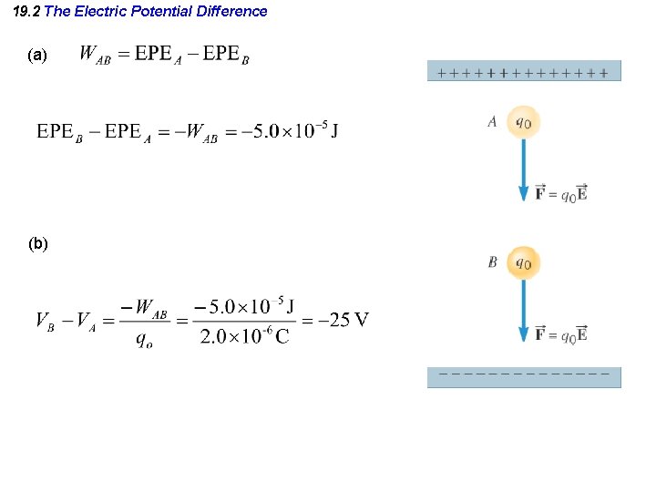 19. 2 The Electric Potential Difference (a) (b) 19. 2 The Electric Potential Difference (a) (b)