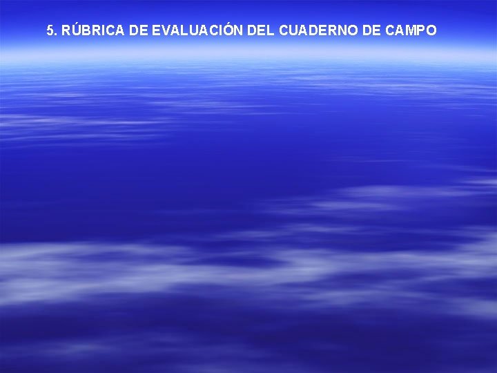 5. RÚBRICA DE EVALUACIÓN DEL CUADERNO DE CAMPO 