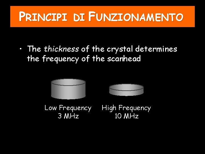 PRINCIPI DI FUNZIONAMENTO • The thickness of the crystal determines the frequency of the