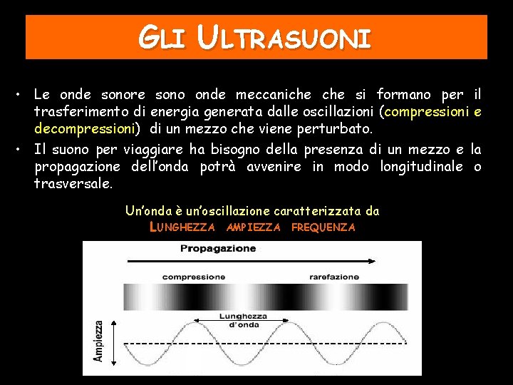 GLI ULTRASUONI • Le onde sonore sono onde meccaniche si formano per il trasferimento