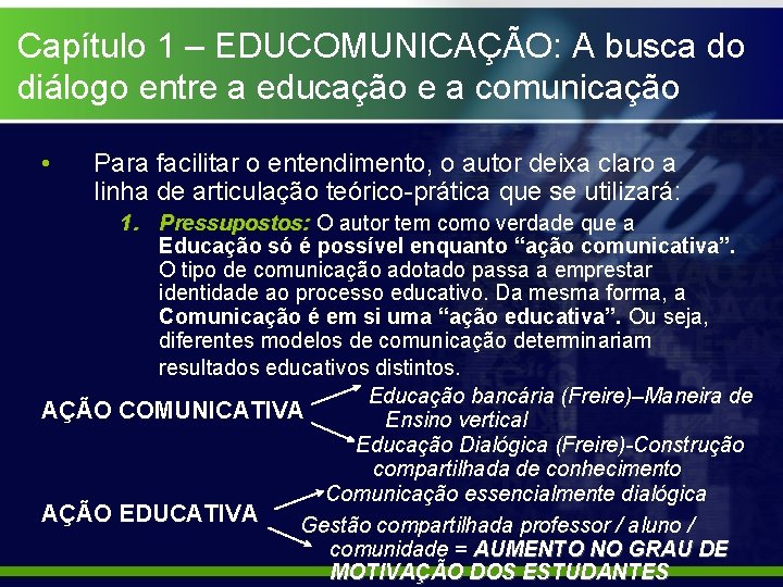 Capítulo 1 – EDUCOMUNICAÇÃO: A busca do diálogo entre a educação e a comunicação