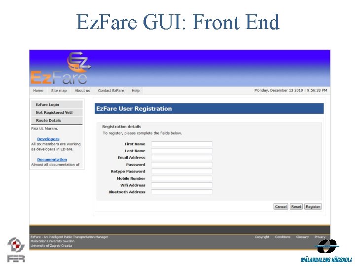 Ez. Fare GUI: Front End 