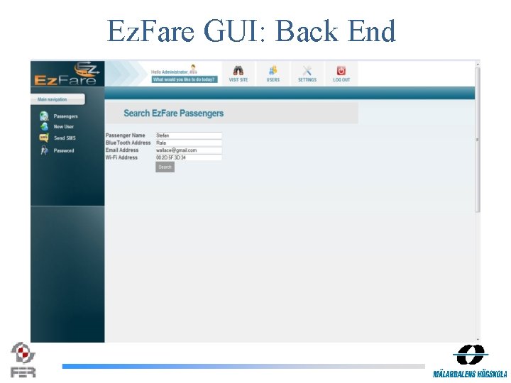 Ez. Fare GUI: Back End 