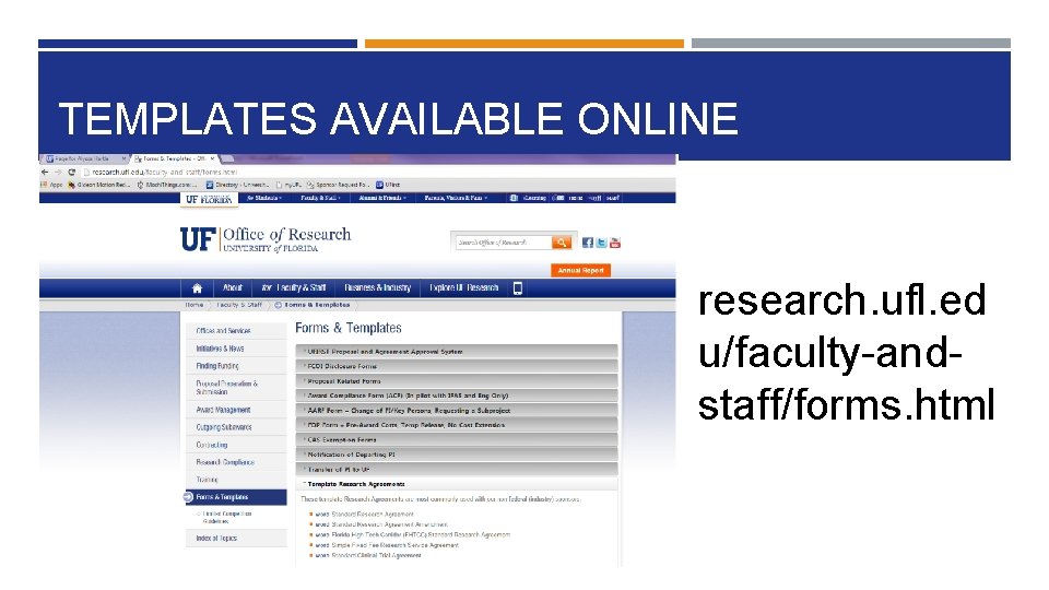 TEMPLATES AVAILABLE ONLINE research. ufl. ed u/faculty-andstaff/forms. html 