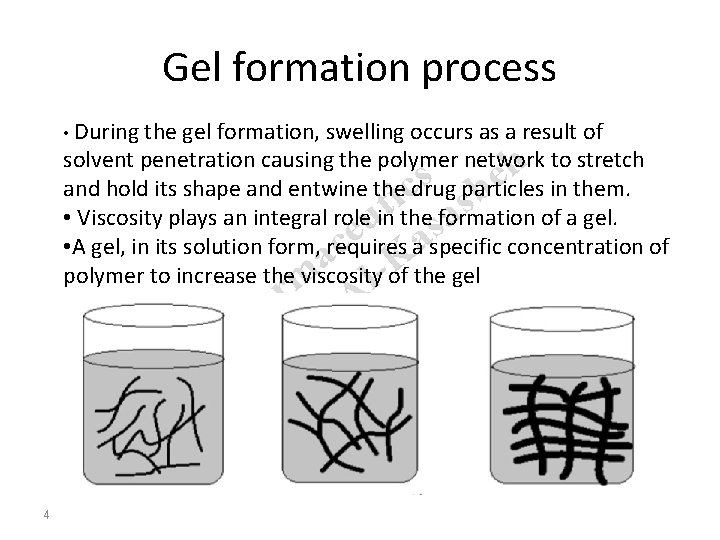 Gel formation process • During the gel formation, swelling occurs as a result of