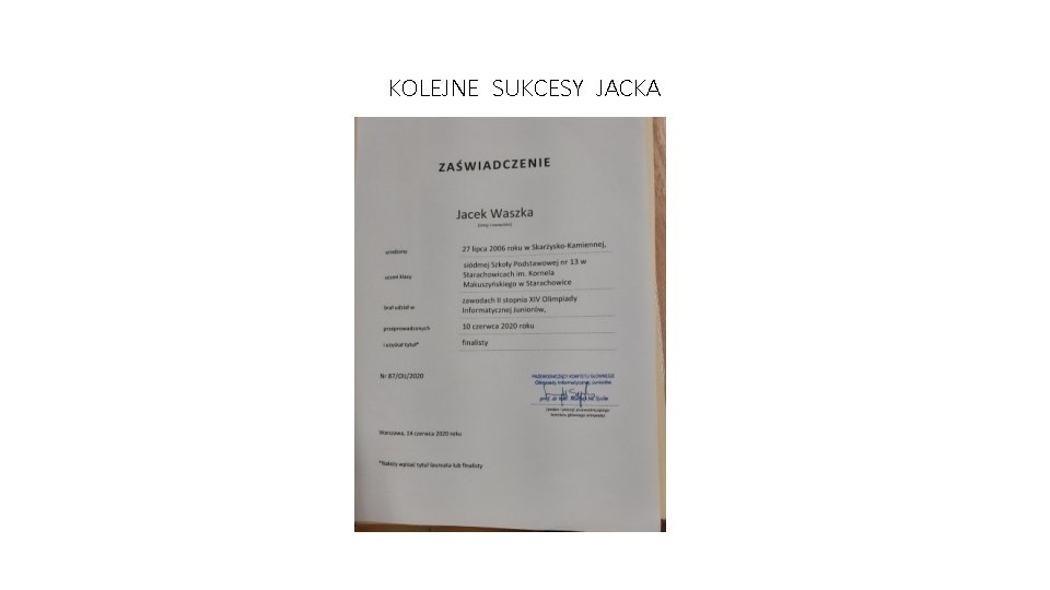 KOLEJNE SUKCESY JACKA 