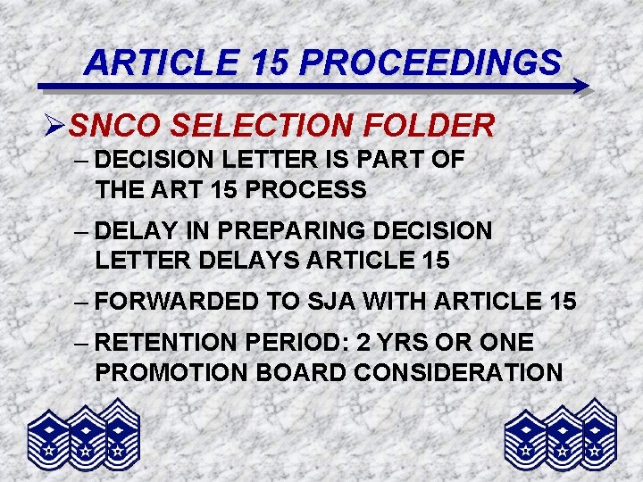 ARTICLE 15 PROCEEDINGS ØSNCO SELECTION FOLDER – DECISION LETTER IS PART OF THE ART