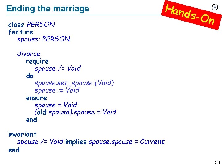 Ending the marriage class PERSON feature spouse: PERSON Hand s-On divorce require spouse /=