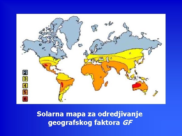 Solarna mapa za odredjivanje geografskog faktora GF 