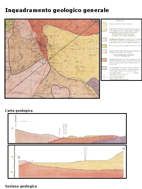 Inquadramento geologico generale Carta geologica Sezione geologica 
