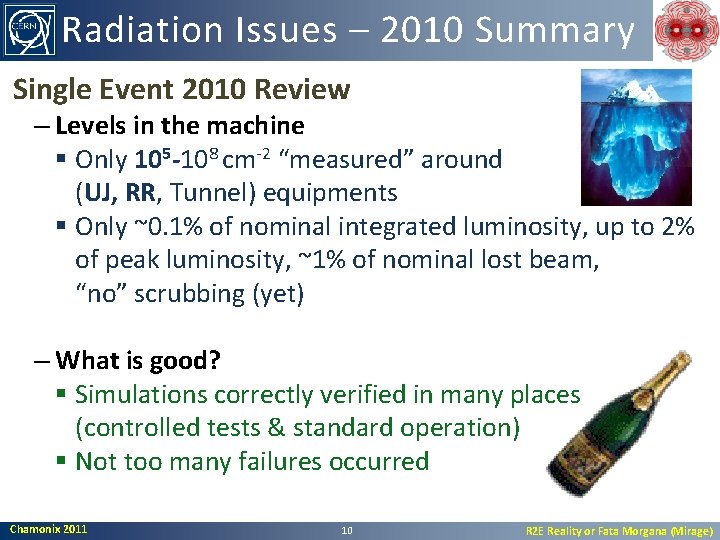 Radiation Issues – 2010 Summary Single Event 2010 Review – Levels in the machine