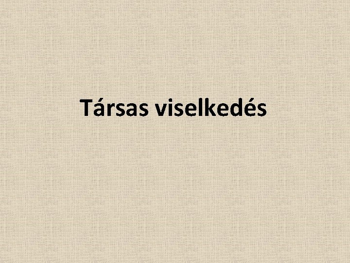 Társas viselkedés Társas viselkedés