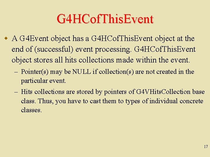 G 4 HCof. This. Event w A G 4 Event object has a G
