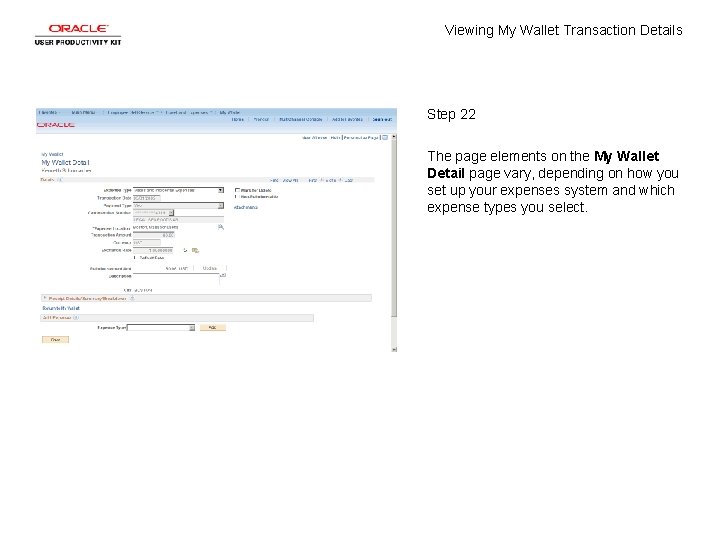 Viewing My Wallet Transaction Details Step 22 The page elements on the My Wallet