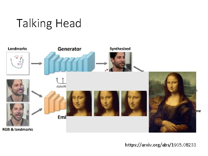 Talking Head https: //arxiv. org/abs/1905. 08233 